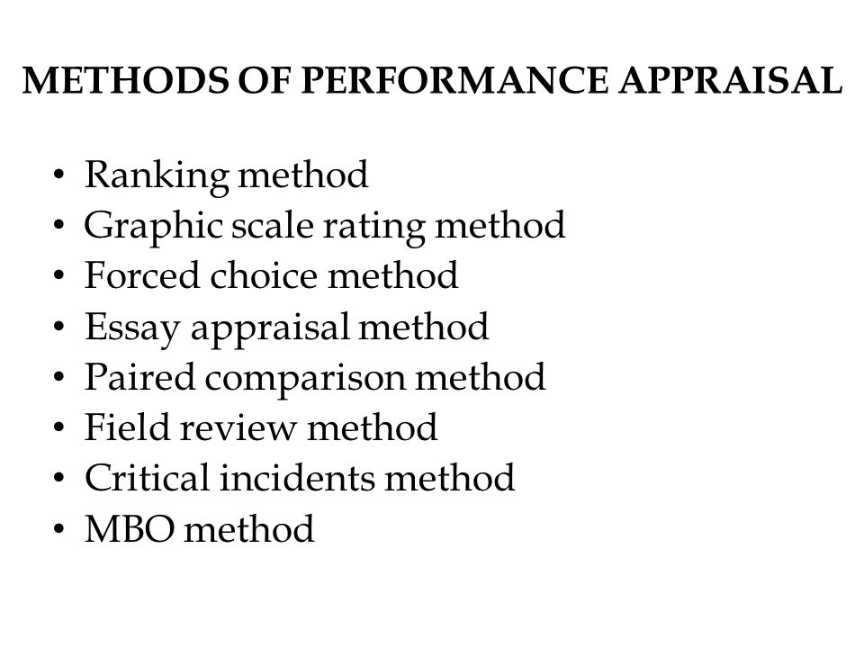 Method of Performance Appraisal